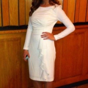 White Jessica Howard party dress with ruffle